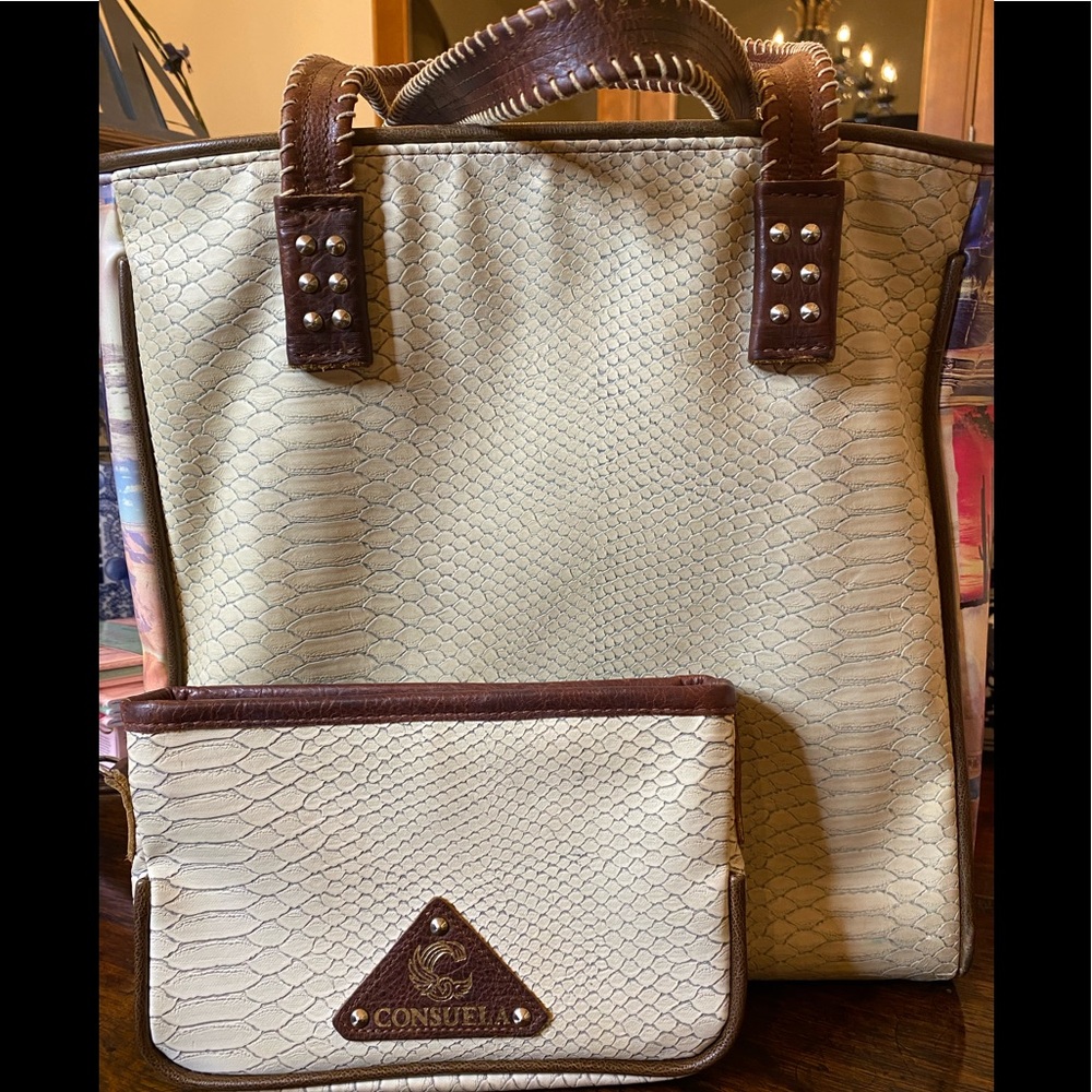 Consuela ivory leather tote.